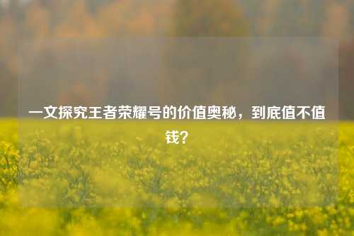 一文探究王者荣耀号的价值奥秘，到底值不值钱？