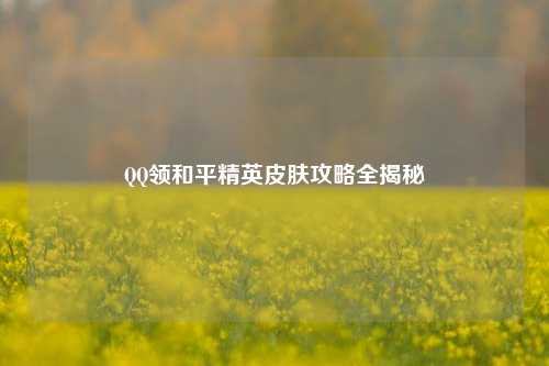 QQ领和平精英皮肤攻略全揭秘