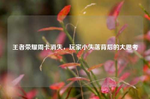 王者荣耀周卡消失，玩家小失落背后的大思考