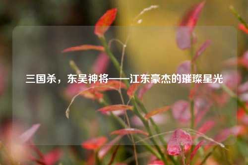 三国杀,东吴神将——江东豪杰的璀璨星光
