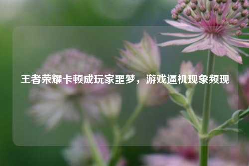 王者荣耀卡顿成玩家噩梦，游戏逼机现象频现