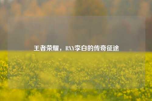 王者荣耀,RXY李白的传奇征途