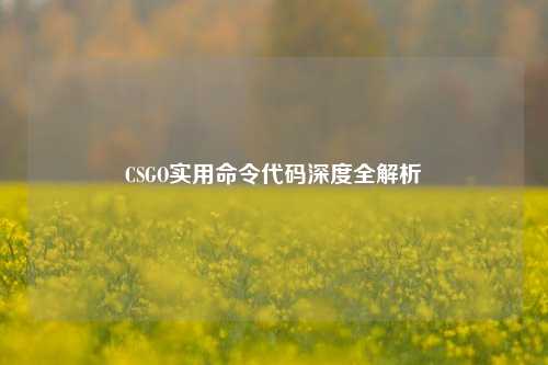 CSGO实用命令代码深度全解析 CSGO实用命令代码深度全解析