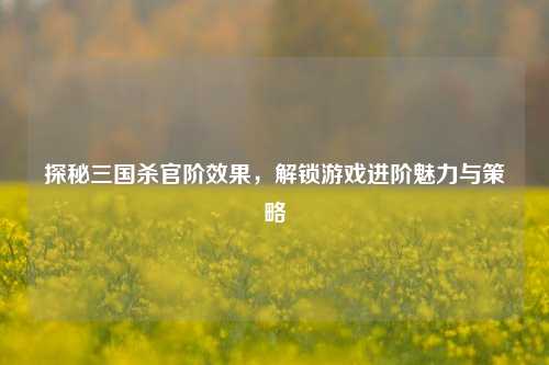 探秘三国杀官阶效果,解锁游戏进阶魅力与策略 探秘三国杀官阶效果,解锁游戏进阶魅力与策略