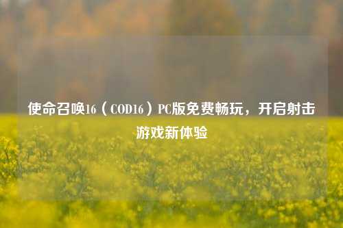 使命召唤16(COD16)PC版免费畅玩,开启射击游戏新体验 使命召唤16(COD16)PC版免费畅玩,开启射击游戏新体验