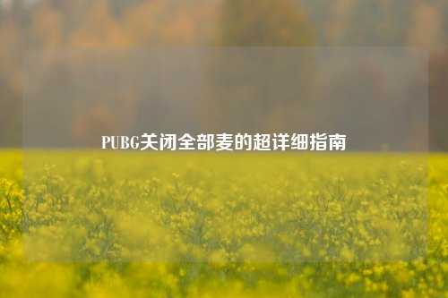 PUBG关闭全部麦的超详细指南 PUBG关闭全部麦的超详细指南