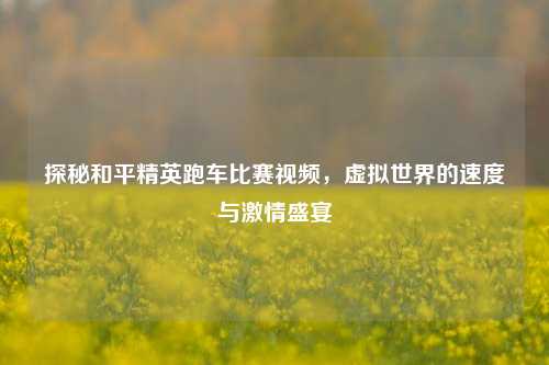 探秘和平精英跑车比赛视频，虚拟世界的速度与激情盛宴