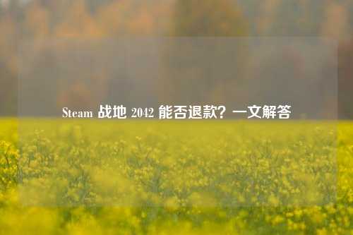 Steam 战地 2042 能否退款?一文解答