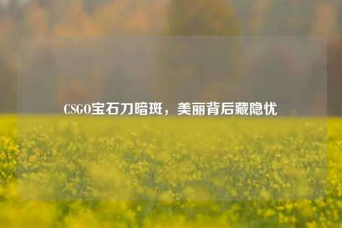 CSGO宝石刀暗斑，美丽背后藏隐忧