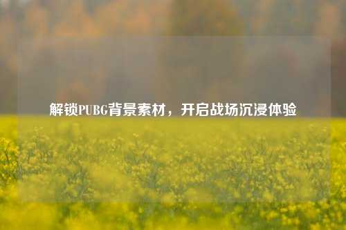 解锁PUBG背景素材，开启战场沉浸体验