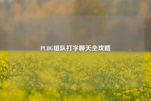 PUBG组队打字聊天全攻略
