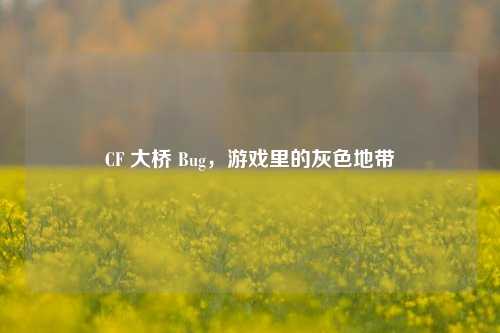 CF 大桥 Bug，游戏里的灰色地带
