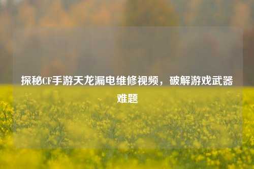 探秘CF手游天龙漏电维修视频，破解游戏武器难题