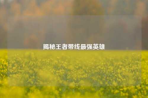 揭秘王者带线最强英雄