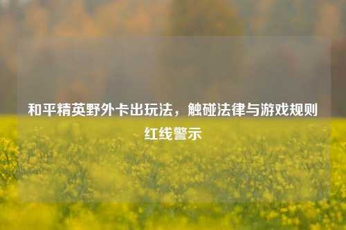 和平精英野外卡出玩法，触碰法律与游戏规则红线警示