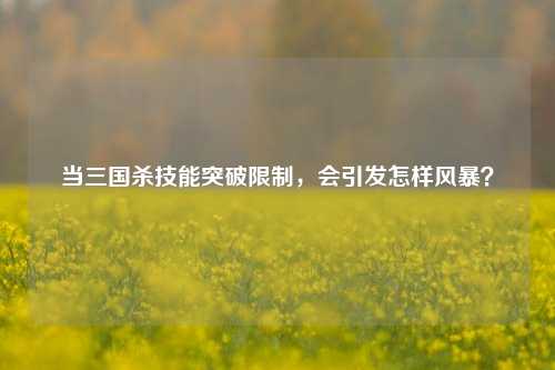 当三国杀技能突破限制，会引发怎样风暴？