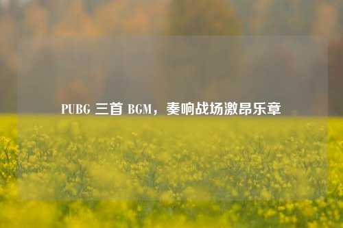 PUBG 三首 BGM，奏响战场激昂乐章