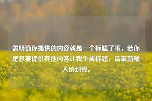 需明确你提供的内容就是一个标题了哦，若你是想要提供其他内容让我生成标题，请重新输入给到我。